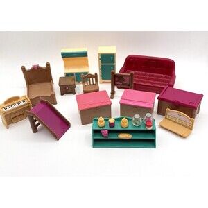 Lil' Woodzeez Dollhouse Furniture & Accessories Kitchen School Bedroom Lot